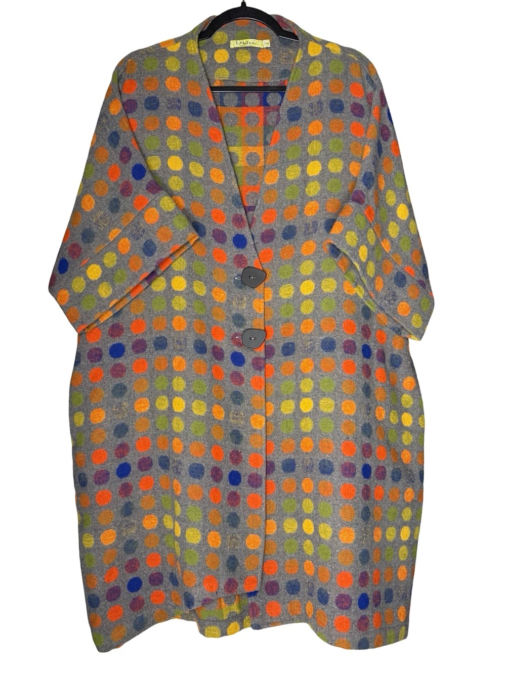 Chalet Et Ceci Gwyneth Coat Women’s Size XL Wool Blend Polka Dot Oversized Artsy